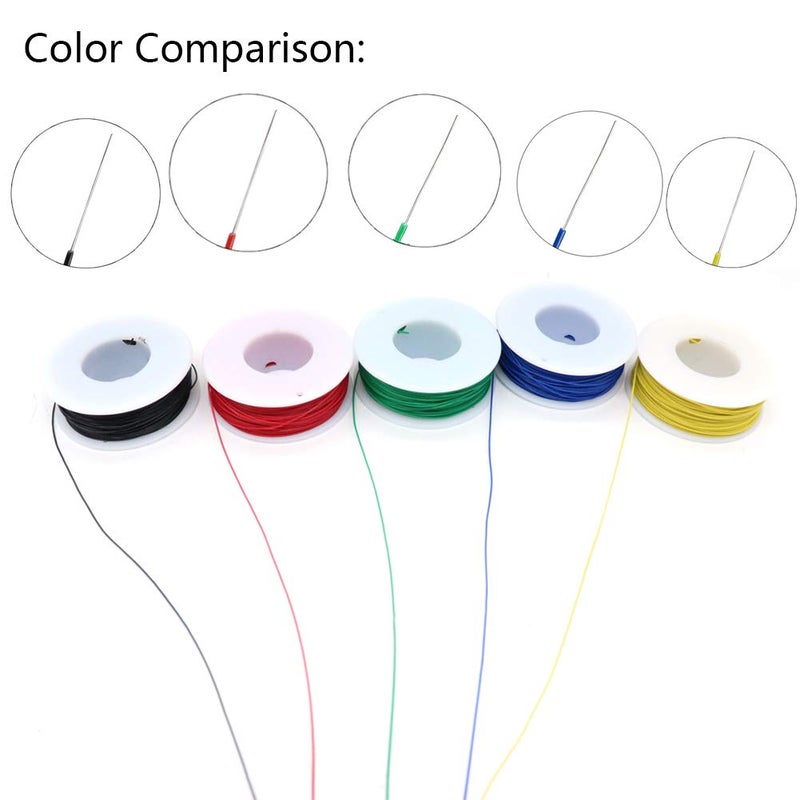 Treedix 5Pcs 164Ft Copper Hookup Wire Kit Wrapping 30Awg Cable Jumper Wire Solid Core Tinned Copper Wrapping Wire 5 Color - Image 3